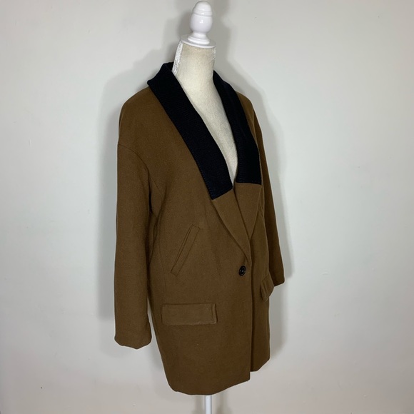 Zara • wool contrast knit collar oversized jacket - Picture 2 of 8